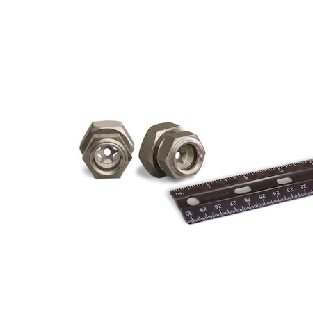 Oil-Rite 303 Stainless Steel Gasketed Window Sights Straight Thread - Straight w/Nut, 5/8in.-18, 13/16in. B4764-12B