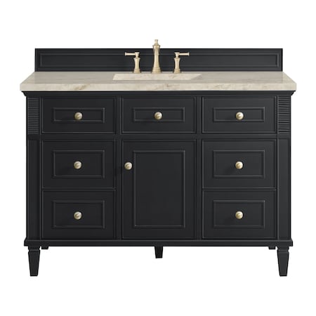 James Martin Vanities Lorelai 48" Single Vanity, Black Onyx, w/ 3 CM Tajnar Eclos Top w/FreePower Wireless Charger 424-V48-BKO-FTJR