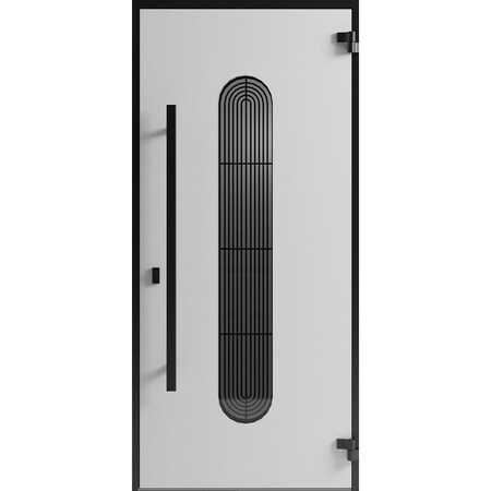 Vdomdoors Front Exterior Aluminum Door Ronex0521 Black Prehung Entry Steel Metal Modern Painted W36xH80 RONEX0521EXD-BLK-W36xH80-RH-I