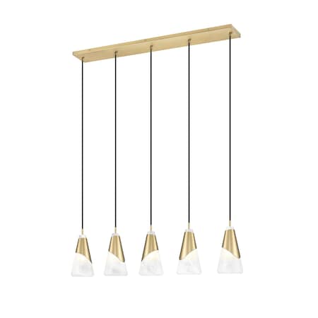 Z-Lite Aimie 5-Light Linear Chandelier, 6 in W, Modern Gold 828P6-5L-MGLD