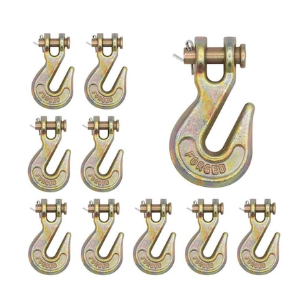 Mytee Products 1/4 in G70 Clevis Grab Hooks 2860 lbs WLL Forged Steel for Lifting, Rigging, 10PK GH14x10