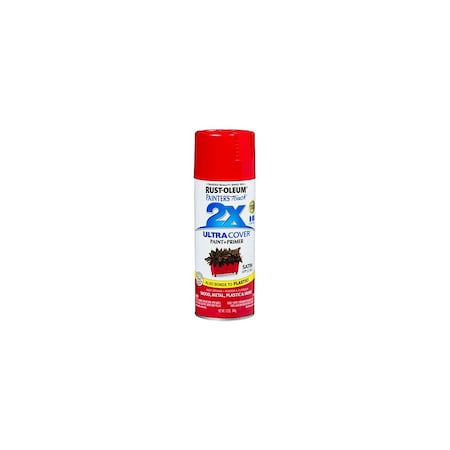 Rust-Oleum PAINTER'S Touch 2X ULTRA COVER Spray Paint, Satin, Apple Red, 12 oz, Aerosol Can 315396