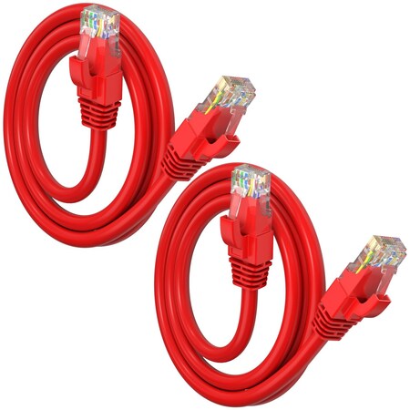 Maximm Cat6 Ethernet Cable 3ft 10Gbps 550MHz UTP, 2PK, Red, 2PK CAT6CCA-3RD-2PK