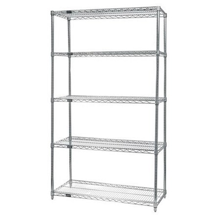 Betterbeds Wire Shelving 5-Shelf Starter Units - Stainless Steel, 21 x 60 x 74 in. - Stainless Steel BE487713