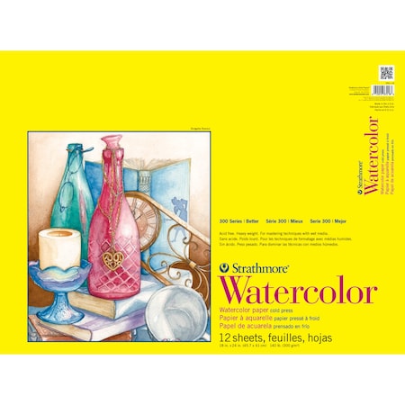 Strathmore 300 Series Watercolor Pad, Cold Pressed, Tape Binding, 12 Sheet, 18x24 inch P360-118-1