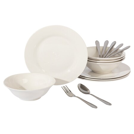 Gibson Everyday Yarbury 16 Piece Fine Certamic Dinnerware Set in White 135409.16