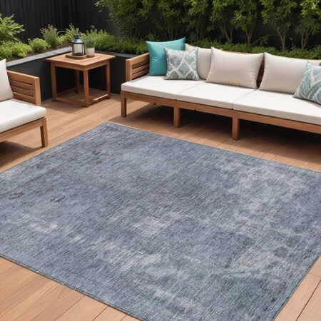 Homeroots 8' X 10' Blue And Gray Abstract Washable Indoor Outdoor Area Rug 615503