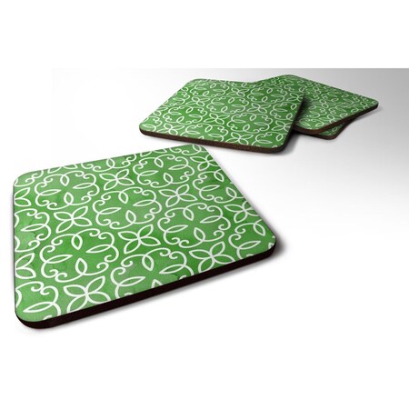 Carolines Treasures Watercolor Geometric Cirlce on Green Foam Coaster, Set of 4 BB7556FC