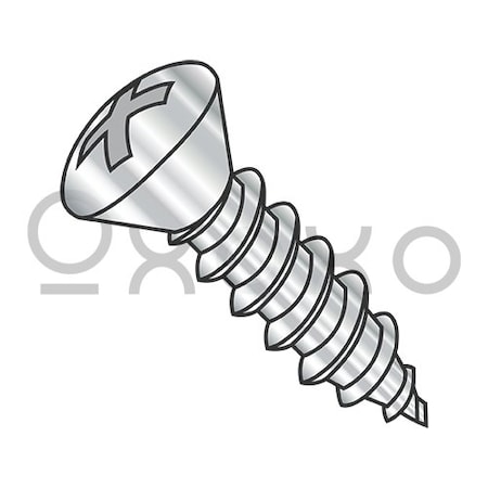 8-15X1 3/4 Phillips Oval Self Tapping Screw Type A Fully Threaded 18-8 Stainless Steel, 2000PK