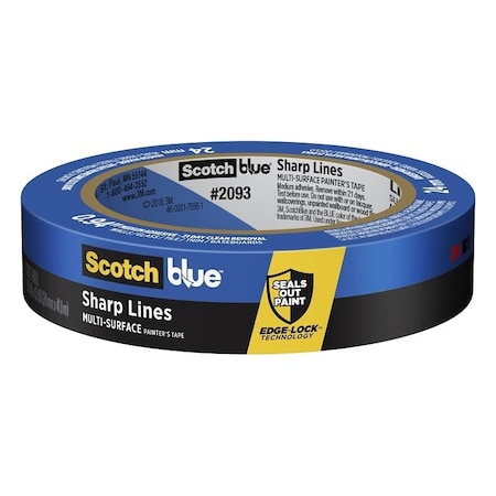 Scotch 2093EL24E Painter's Tape, 60 yd L, 094 in W, Smooth Crepe Paper Backing, Blue 2093-24NC