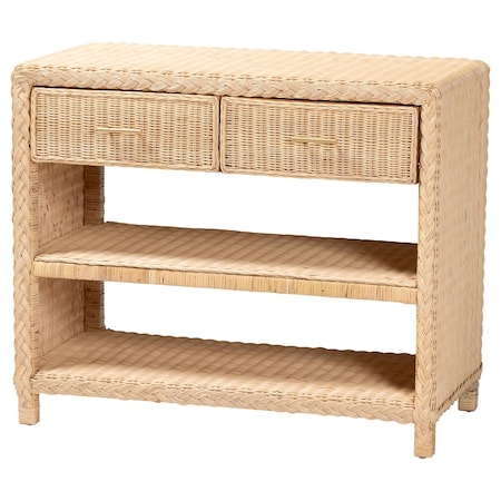 Bali & Pari Lanica Braided Natural Rattan Console Table 259-14511-ZORO
