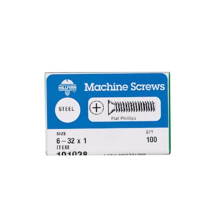Hillman Machine Screws No. 6-32 S X 1in L Phillips Flat Head Zinc-Plated Steel Zinc-Plated 101038