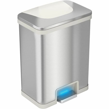 Hls Commercial 13 gal Rectangular Indoor Metal Can, Silver, Pedal Sensor Lid, Stainless Steel, 11.75 in HLS13SW