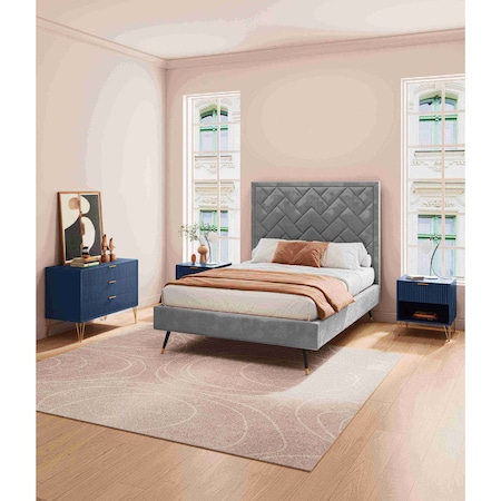 Manhattan Comfort 2-Piece DUMBO Standard 3-Drawer Dresser and DUMBO 1.0 Nightstand in Midnight Blue 2-DB01-MB