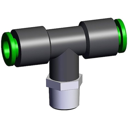 Smc Push-Fit Tee Fitting, Black, Rigid KRT07-34S
