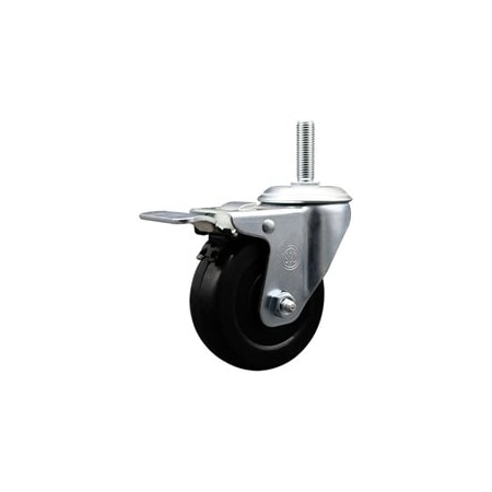 Service Caster 35 Inch Soft Rubber Wheel Swivel 34 Inch Threaded Stem Caster Total Lock Brake SCC SCC-TSTTL20S3514-SRS-34212