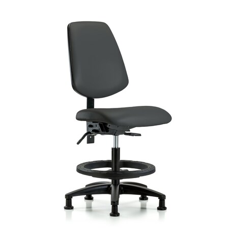 Blue Ridge Ergonomics Medium Bench Chair No Arms, 22" to 29" Height, Vinyl, Charcoal BR-VMBCH-MB-RG-T0-A0-BF-RG-8605