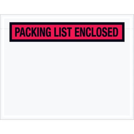 Box Packaging Panel Face Envelopes, "Packing List Enclosed" Print, 7"L x 5-1/2"W, Red, 1000/Pack PL457