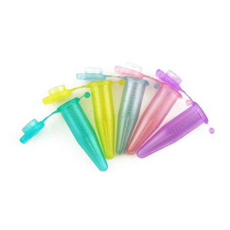 Nalge Nunc Sheer Lock Ultra-Clear Locking Micro Tubes, 1.5ml, Assorted Colors, 500 per Package, 500PK 145487