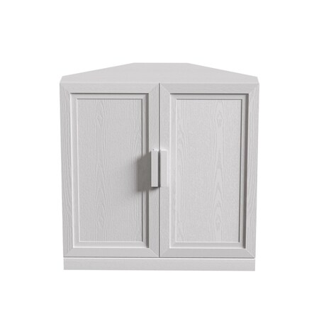 Homeroots 31in White Wood Corner Accent Cabinet 693402