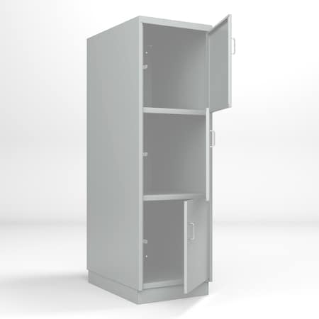 Pucel Heavy Duty Storage Locker, Three Doors, 24 in W x 36 in D x 74 in H, 4 in Base, Red DLCU-2436-3-B