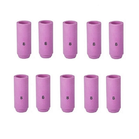 Star Tech Weld TIG Ceramic Cup #8, 1/8in Alumina Nozzle Fit Tig 17, 18, 26, 10PK 10N46