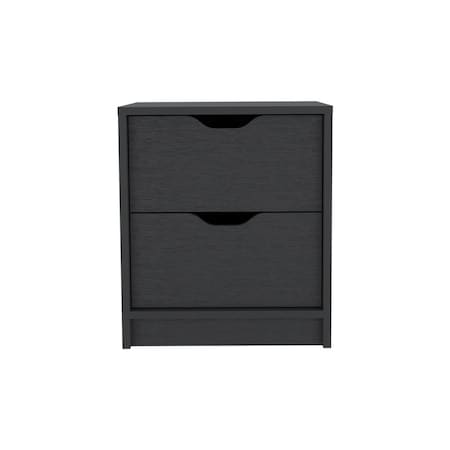 Homeroots 19" Black Wood Two Drawer Nightstand 526148