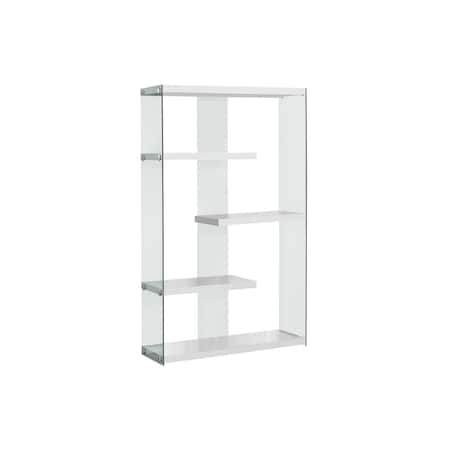 Homeroots 59" White And Clear Glass and Wood Four Tier Etagere Bookcase 333150