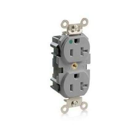 Leviton Straight Blade Receptacle, 5-20R, 20 A, 125V AC, Surface Mount, Self-Grounded M8300-SGG