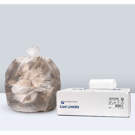 Integrated Bagging Systems 16 gal Trash Bags, 24 in x 33 in, Light-Duty, 8 microns, Natural, 1000 PK S243308N
