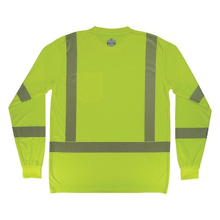 Ergodyne Hi-Vis Shirt, S, Lime, Long Sleeve 22252