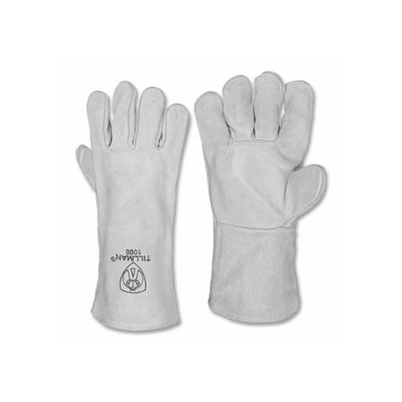 Tillman Stick Welding Gloves, 1000, Shoulder Split Cowhide Palm/BOH/Cuff, Lg, Gray, 14 in L Cuff, 12PK 724-1000