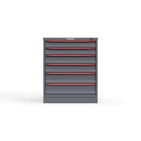 Strong Hold 6 drawer cabinet - (3x 3ft, 3x 5ft) - Red accents - Keyed Alike S3036-PPAAS-0603DS