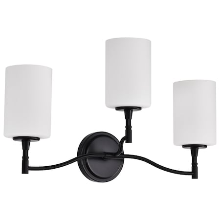 Nuvo Liam, 3 Light Vanity, Matte Black, White Opal Glass 60/8213