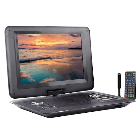 Trexonic 13.3 Inch Portable TV+DVD Player with Color TFT LED Screen and USB/HD/AV Inputs TR-D133BLK