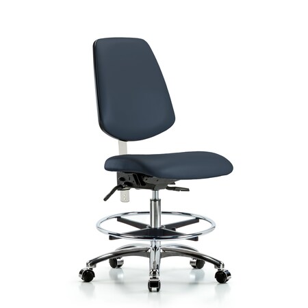 Blue Ridge Ergonomics Clean Room Chair Vin Med Ben Chair, Med, Bk, Nav, CL100, No Arms, 22" to 29" Height, Vinyl BR-NCR-VMBCH-MB-CR-T1-A0-CF-CC-8582