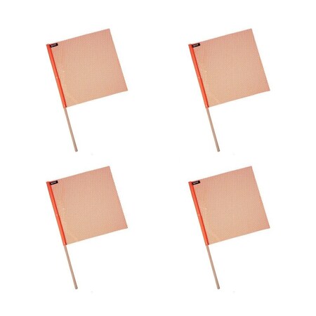 Mytee Products 18in x 18in Orange Jersey Mesh Safety Flags for Trucks with Dowel, 4PK JMF-ORANGEx4