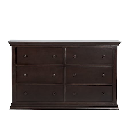 Homeroots 56" Espresso Solid and Manufactured Wood Six Drawer Double Dresser 530244