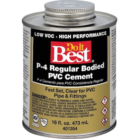 Do It Best 16 Oz. Regular Bodied Clear PVC Cement 18129-12