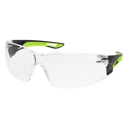 Mcr Safety Hulk HK5, Safety Glasses, Anti-Fog, Clear Lens, Black/High-Visibility Yellow Frame, Frameless, 1 PR HK510AF