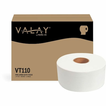 Morcon Valay Mini Jumbo Bath Tissue White, PK12 VT110