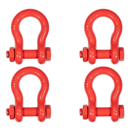 Mytee Products 4PK 1 1/2inAnchor Shackle Forged Carbon Steel w/Safety Screw Pin 34,000lbs WLL, 4PK SHACKLE-ANCHOR-BT-112x4