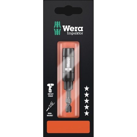 Wera 897/4 IMP R SB Impaktor holder with retaining ring and ring magnet, 1/4 in x 75 mm 5073990001