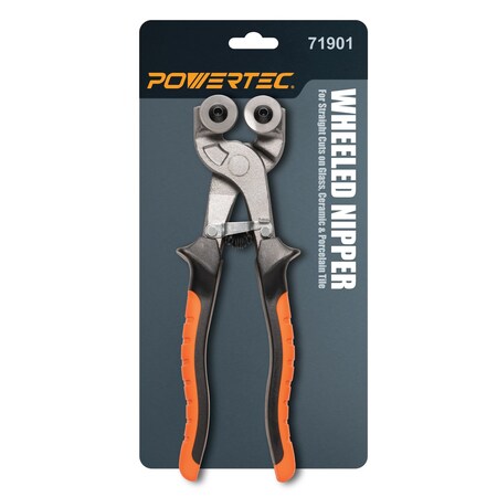 Powertec Wheeled Tile Nippers, Ergonomic Soft Grip, Heavy Duty 22mm Tungsten Carbide Scoring Wheels 71901N