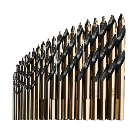 Knkut 21 Piece Mechanics Length Step Point Drill Bit Set 1/16 In.-3/8 In. By 64Ths 21KK10