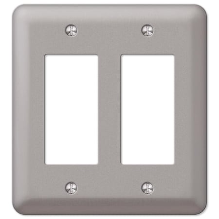 Amerelle Devon Brushed Nickel 2 gang Steel Decorator Wall Plate 2RRPW