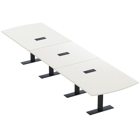 Skutchi Designs 16ft Conference Table W/ Power Unit | 16 Person Modular Arc Rectangle Meeting Table | Harmony Series HAR-AREC-48X192-T.BK-W960-EBLK