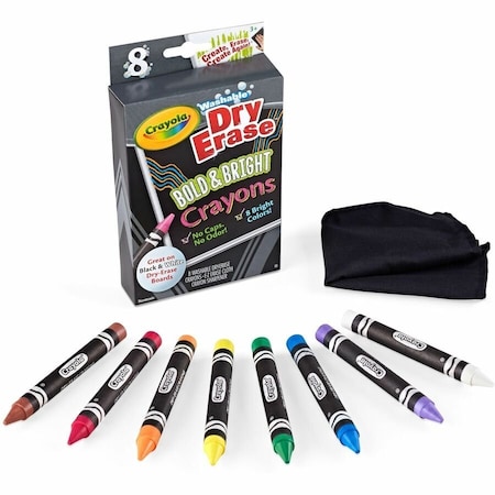 Crayola Washable Crayons, Dry-Erase, Bright Colors, 8 Colors Per Set, 54PK 985202