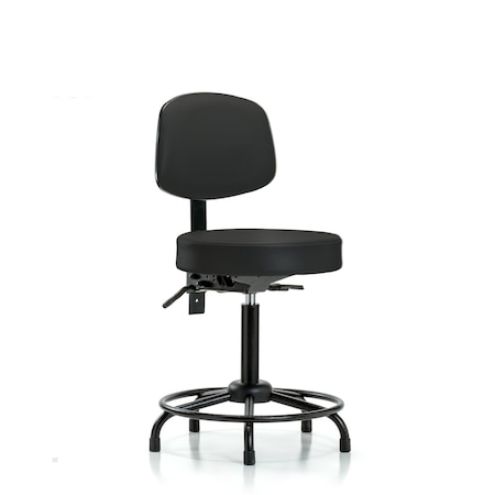 Blue Ridge Ergonomics Med Bench Stool, Vin, Bk, RT, Tilt, Glds, Blk BR-VMBST-RT-T1-RG-8540