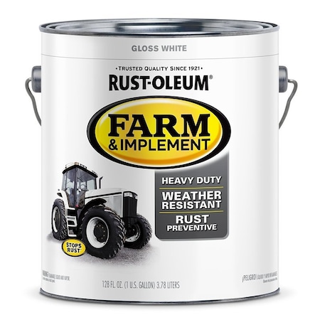 Specialty Farm Equipment Paint, Oil Base, Gloss Sheen, Gloss White, 1 gal, 520 sq-ft/gal Coverage Area 280166